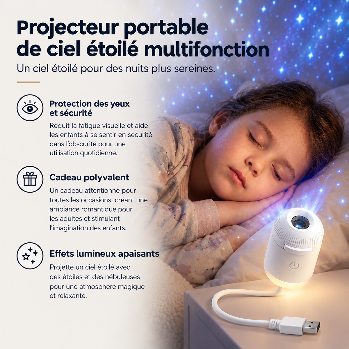 Veilleuse Projecteur Ciel Étoilé USB - Homyset