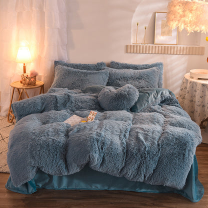 Housse de couette peluche moelleuse Homyset – lit une place habillé
