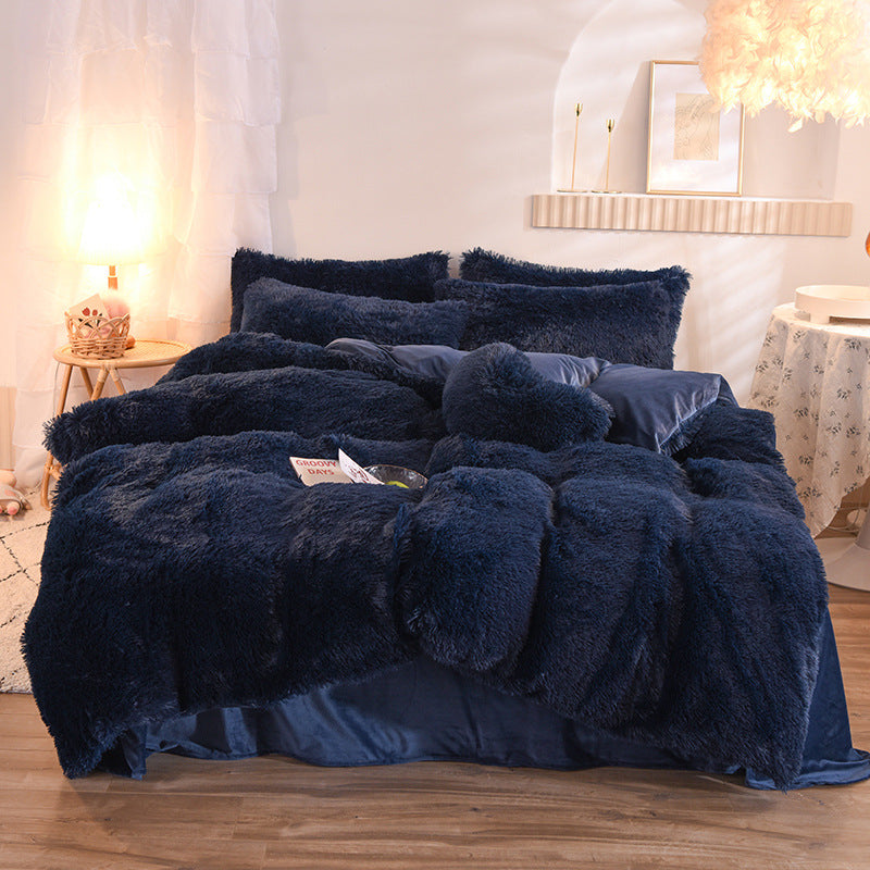 Housse de couette peluche moelleuse Homyset – drap plat inclus