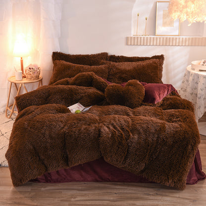 Housse de couette peluche moelleuse Homyset – lit habillé complet