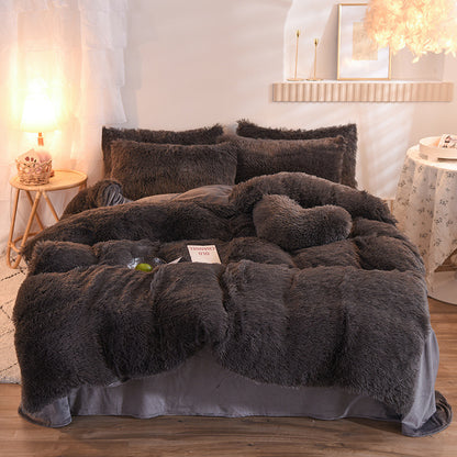 Housse de couette peluche moelleuse Homyset – taie d'oreiller assortie
